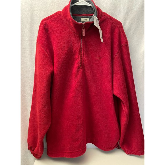 IZOD mens‎ Red zip pullover NWT jacket with pockets NEW - Picture 1 of 4